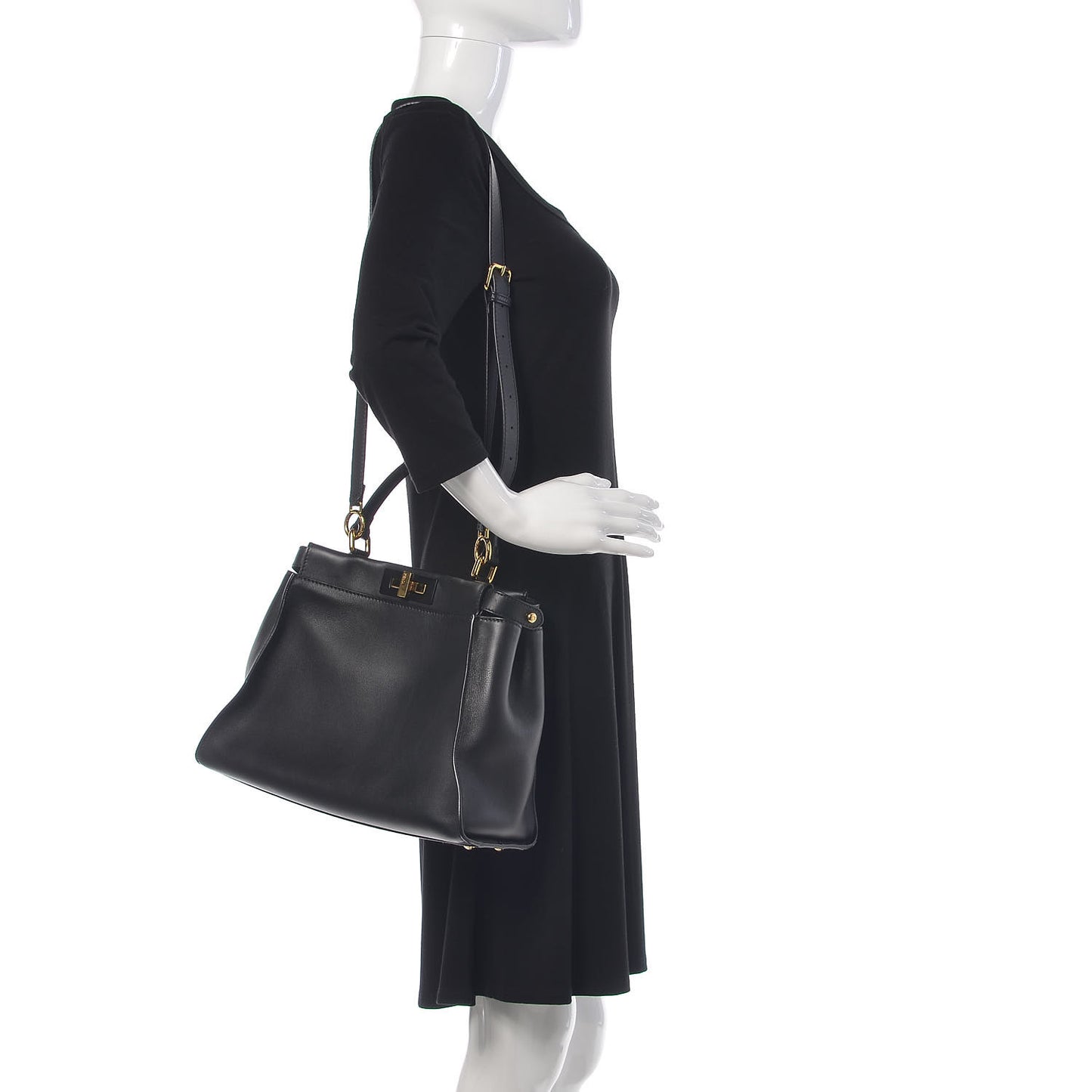 Vitello Seta Shiny Nappa Medium Peekaboo Iconic Satchel Black