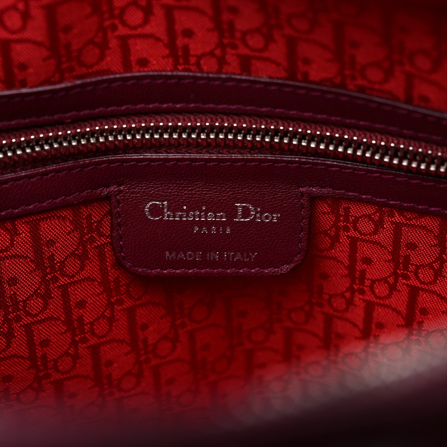 Christian Dior Lambskin Cannage Large Lady Dior Burgundy 6 of 10