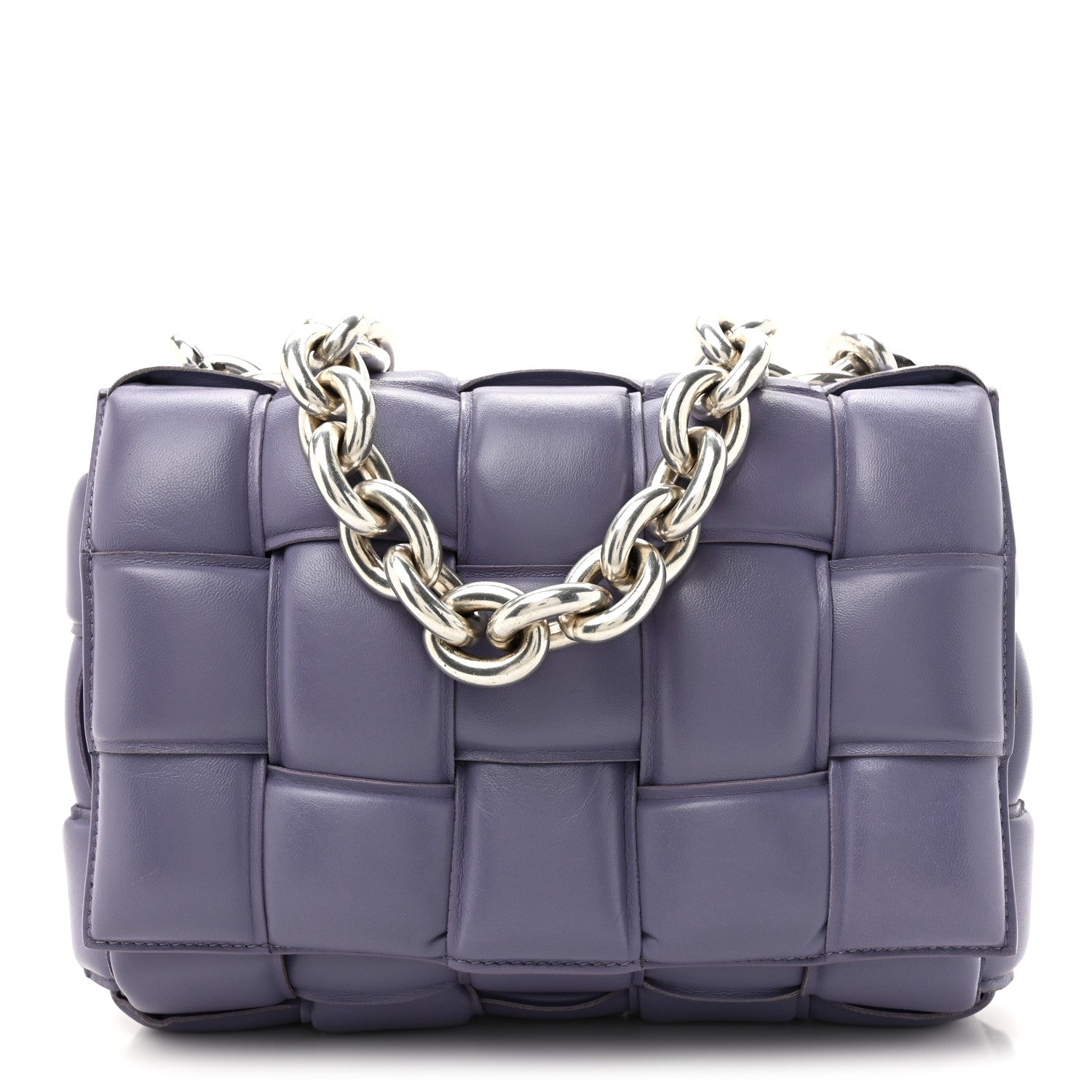 Bottega Veneta Lambskin Maxi Intreccio Padded Chain Cassette Crossbody Bag Lavender 1 of 14