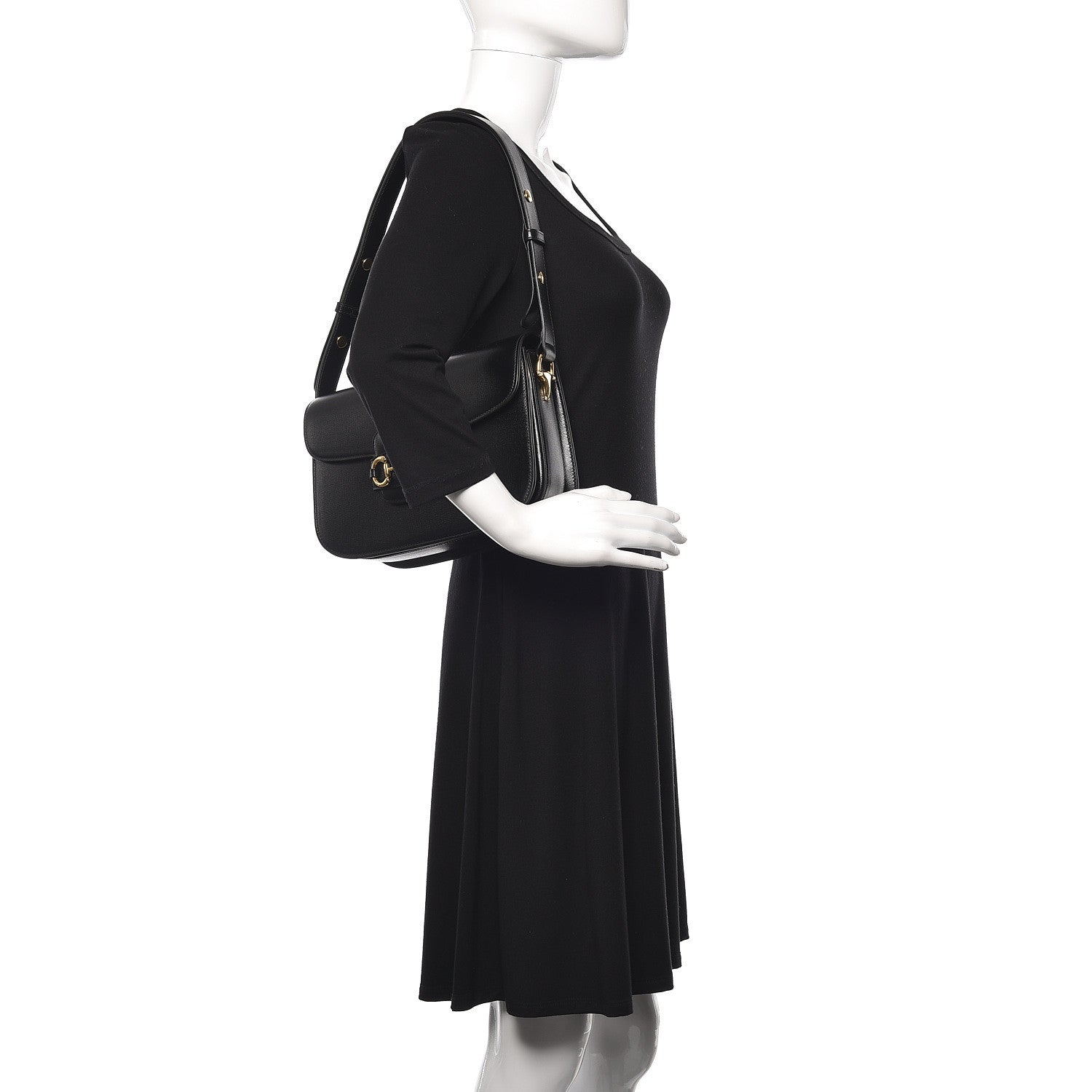 Gucci Azalea Calfskin Horsebit 1955 Shoulder Bag Black 2 of 11