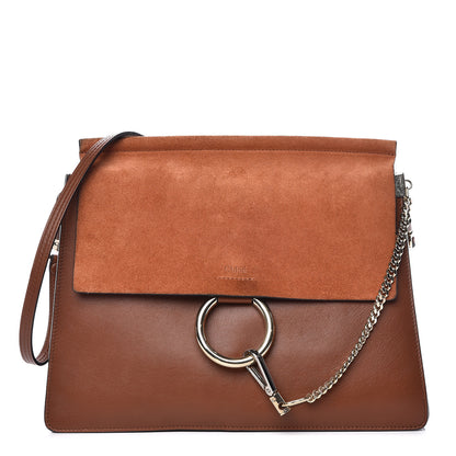 Chloe Suede Calfskin Medium Faye Shoulder Bag Tobacco 1 of 18