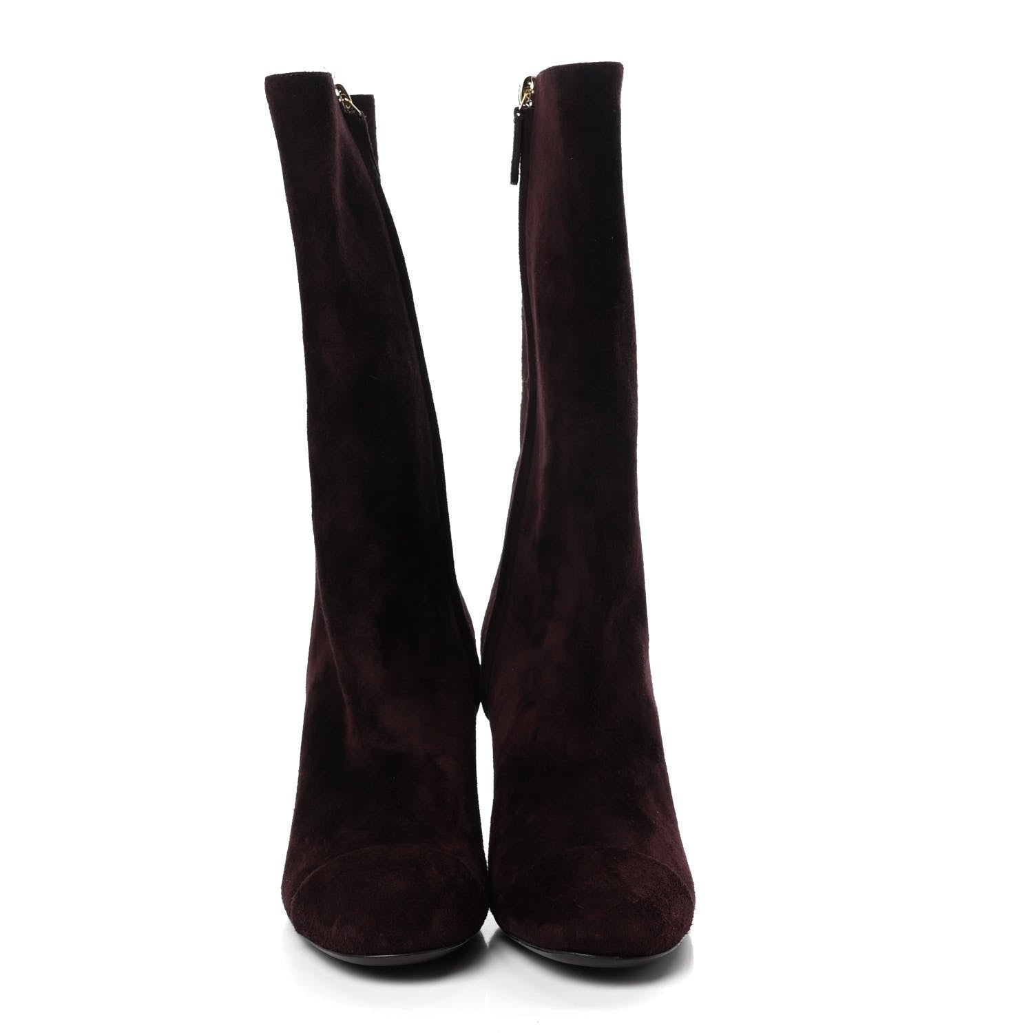 Chanel Suede Boots 37.5 Burgundy 2 of 11