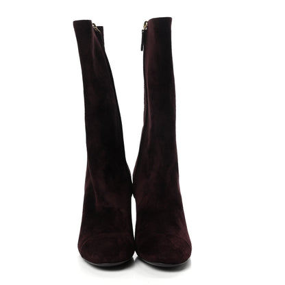 Chanel Suede Boots 37.5 Burgundy 2 of 11