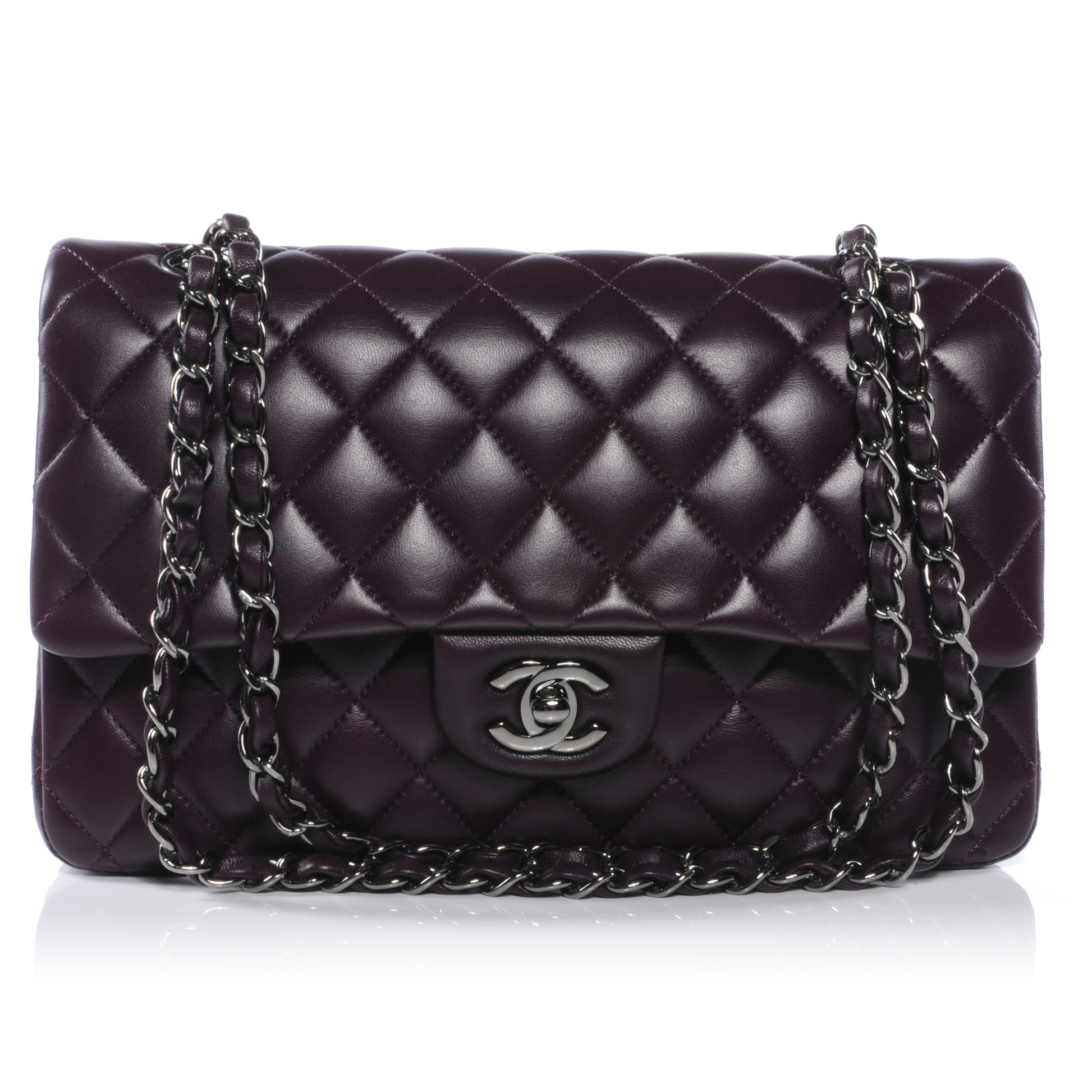 Chanel Lambskin Medium Double Flap Plum 1 of 10