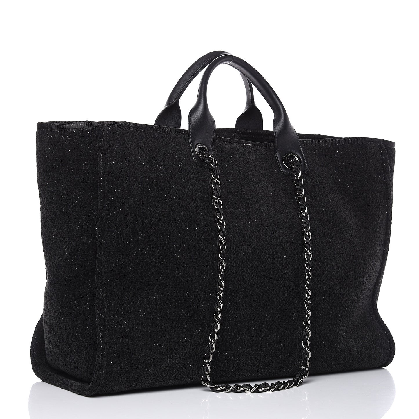 Lurex Boucle Large Deauville Tote Black