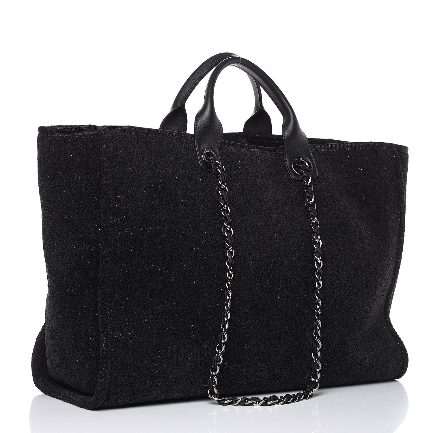 Chanel Lurex Boucle Large Deauville Tote Black 3 of 10