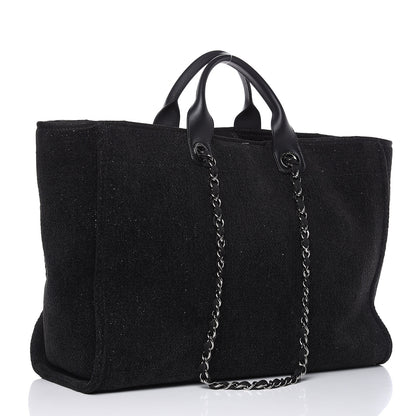 Chanel Lurex Boucle Large Deauville Tote Black 3 of 10