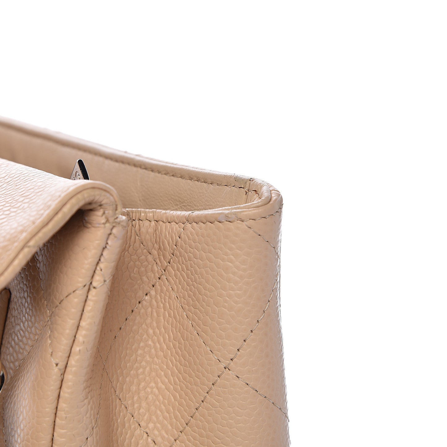 Caviar Quilted Jumbo Single Flap Beige Clair