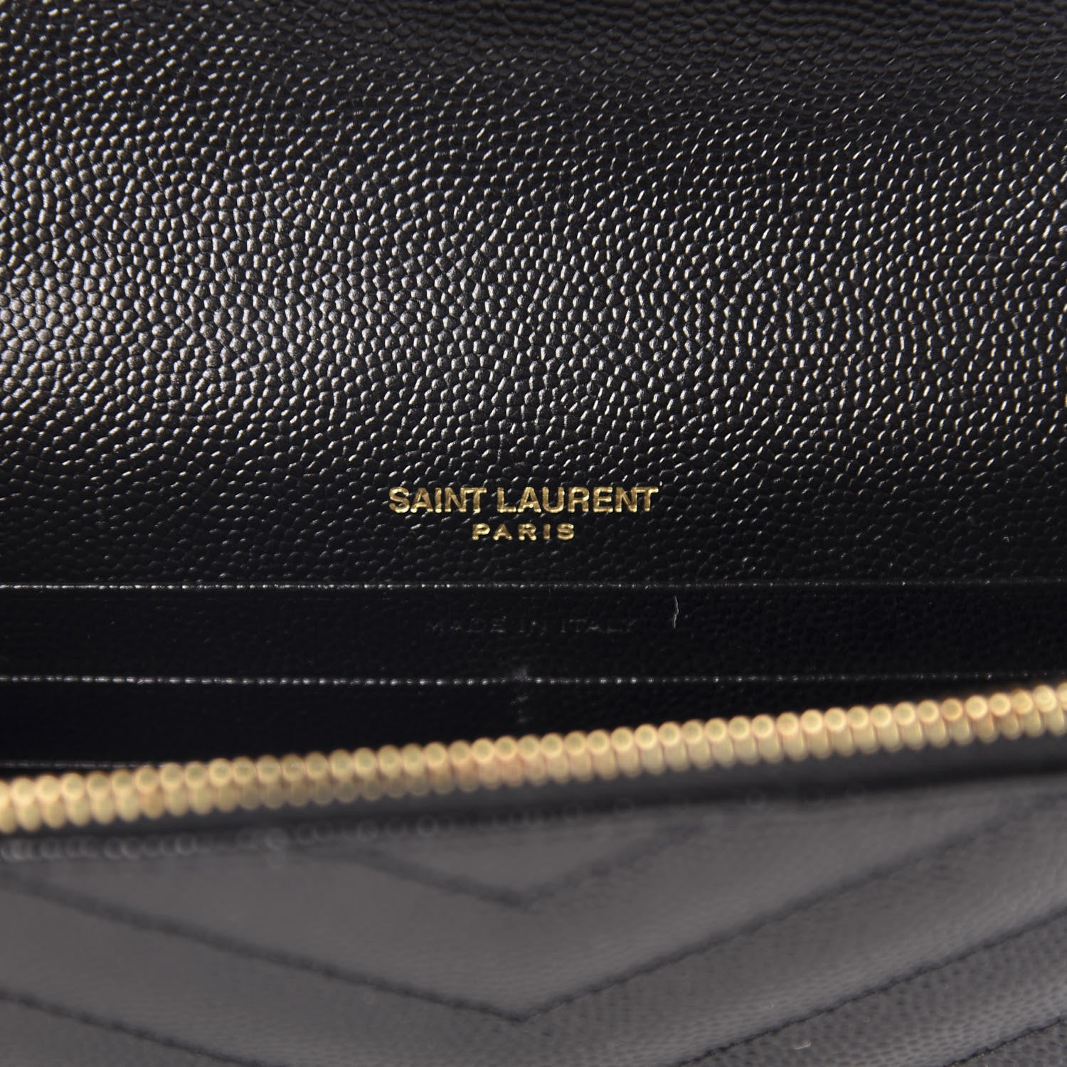 Saint Laurent Grain De Poudre Matelasse Chevron Monogram Envelope Chain Wallet Black 8 of 10