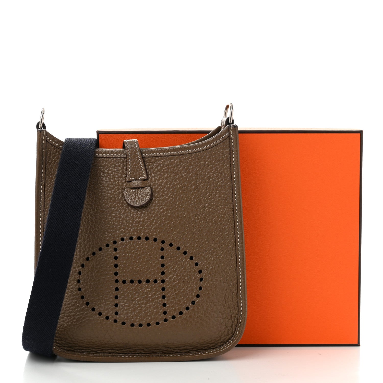 Hermes Taurillon Clemence Amazone Evelyne TPM Etoupe Bleu Indigo 11 of 11