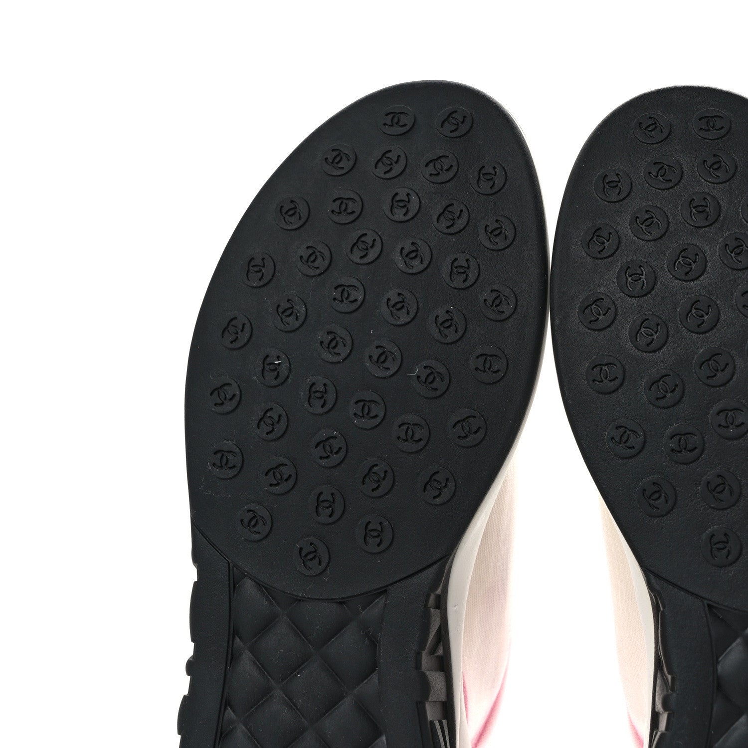 Chanel Calfskin Mesh Lyrca Womens Logo Sneakers 37 White Pink 6 of 9