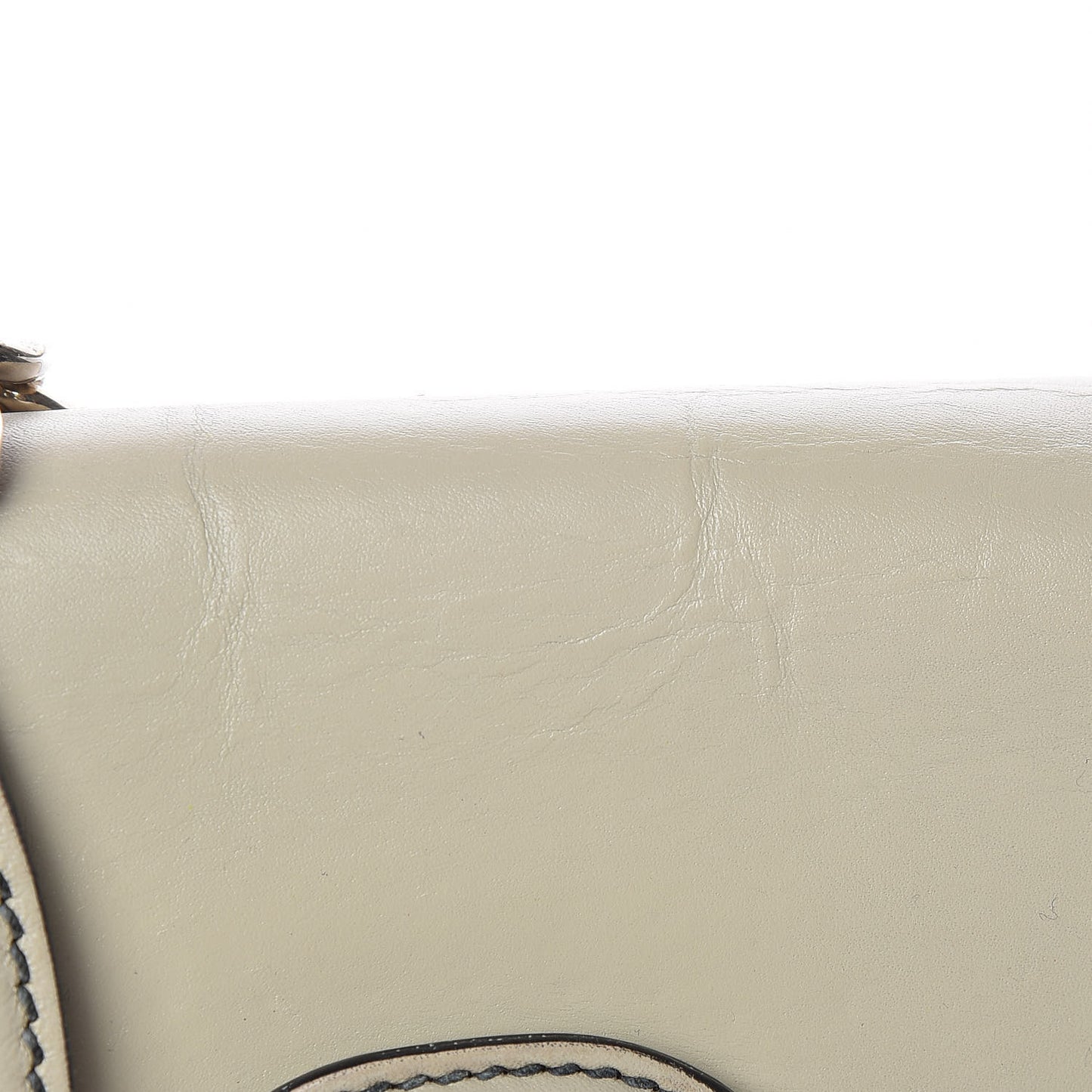 Monogram Margaux Calfskin Medium Emily Chain Shoulder Bag Beige Ebony Mystic White