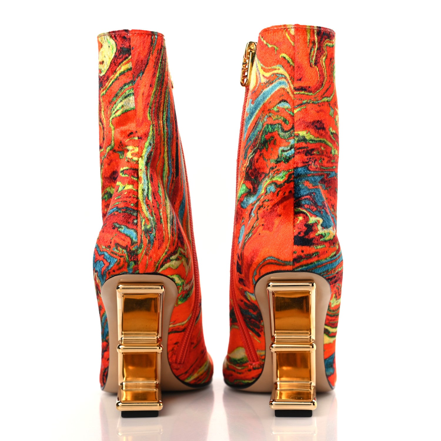 Fendi Velvet Marble Fendi First 95mm Booties 37 Georgia 5 of 9