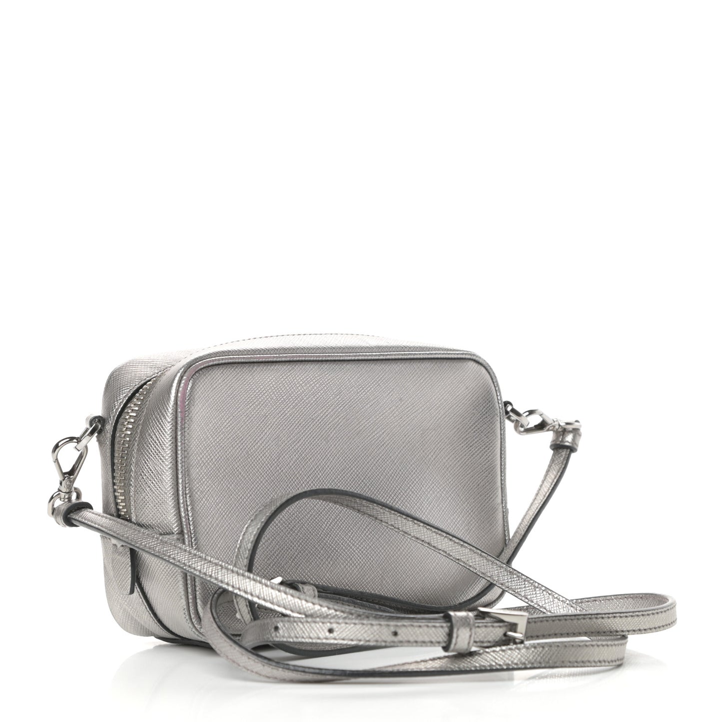 Metallic Saffiano Lux Mini Camera Crossbody Bag Cromo