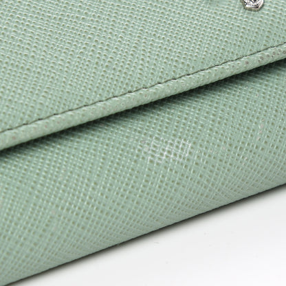 Prada Saffiano Metal Continental Flap Wallet Acquamarina 10 of 16