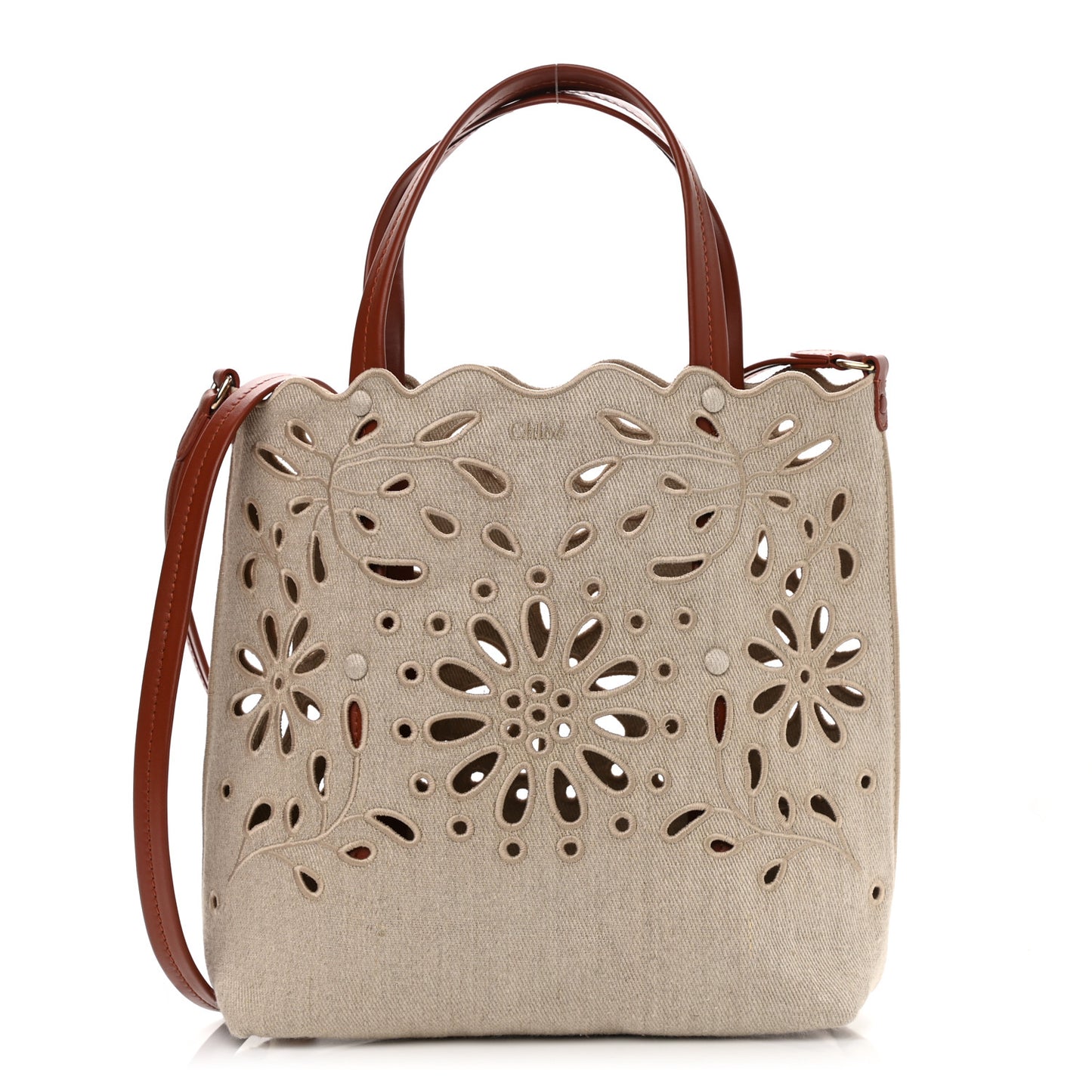 Linen Calfskin Small Kamilla North-South Tote Beige
