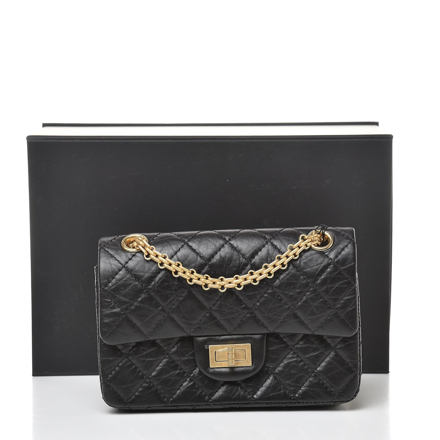 Aged Calfskin Quilted 2.55 Reissue Mini Flap Black