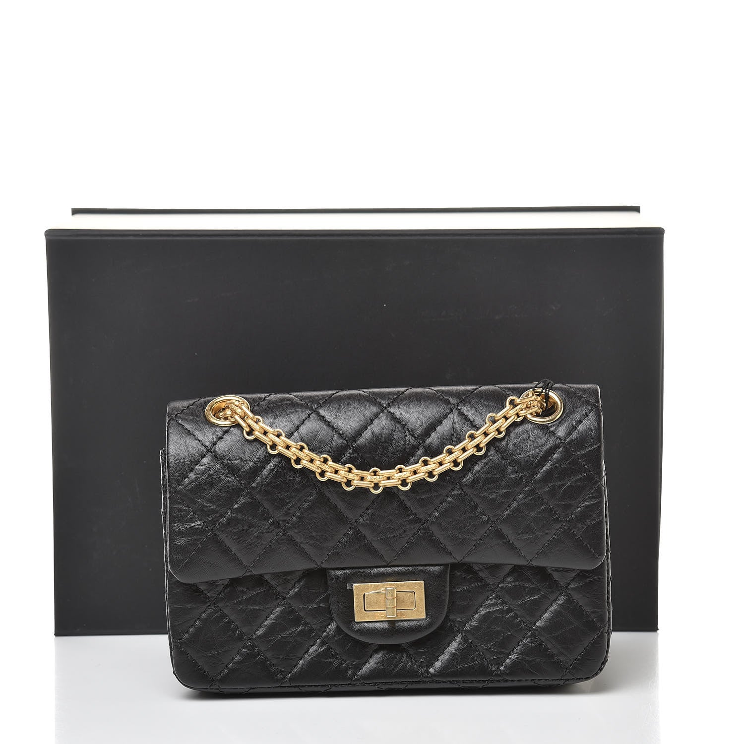Chanel Aged Calfskin Quilted 2.55 Reissue Mini Flap Black 12 of 13