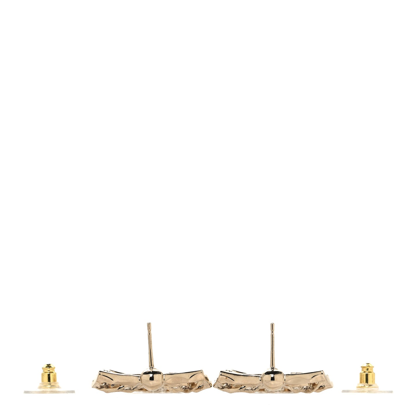 Crystal CC Bow Drop Earrings Gold