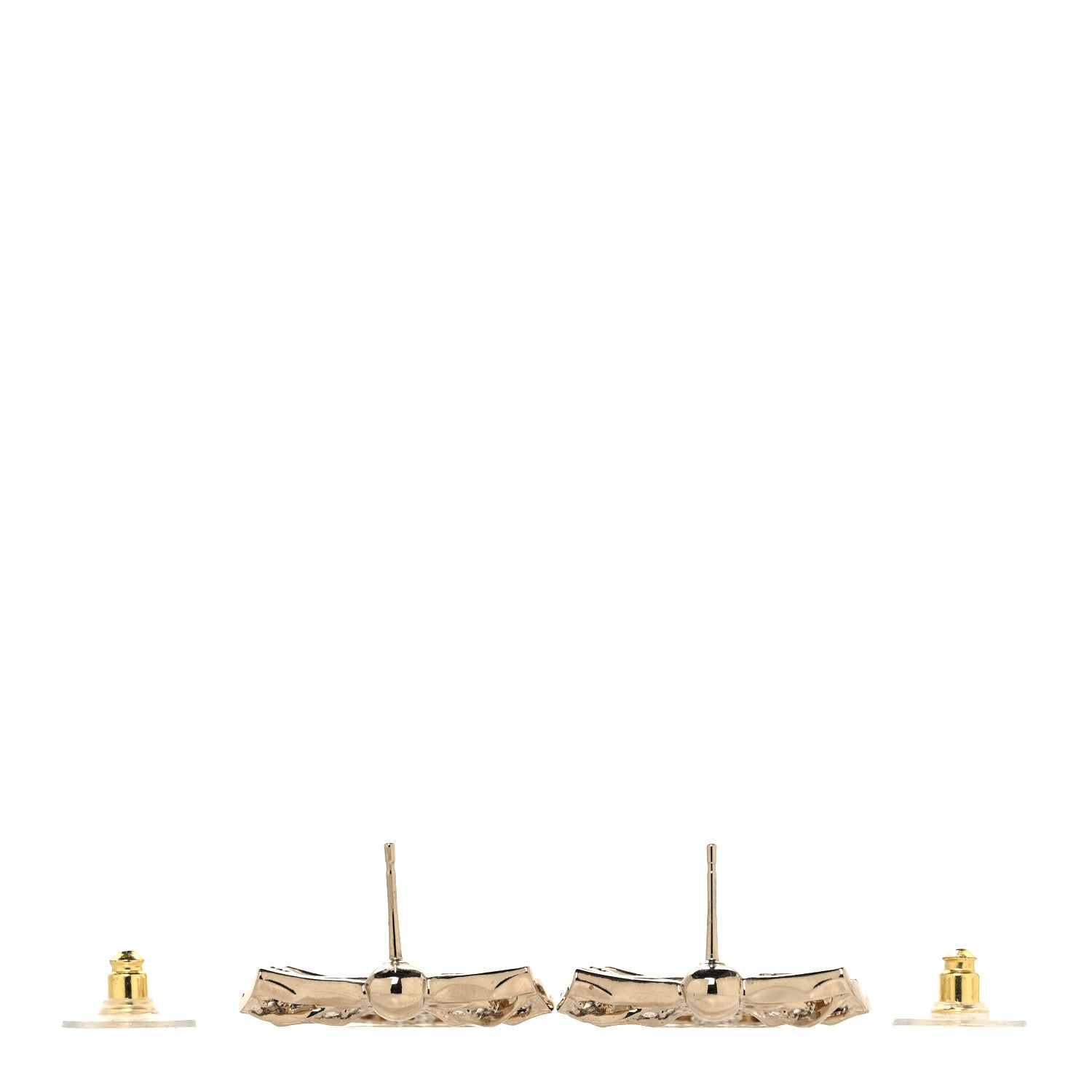 Chanel Crystal CC Bow Drop Earrings Gold 3 of 5