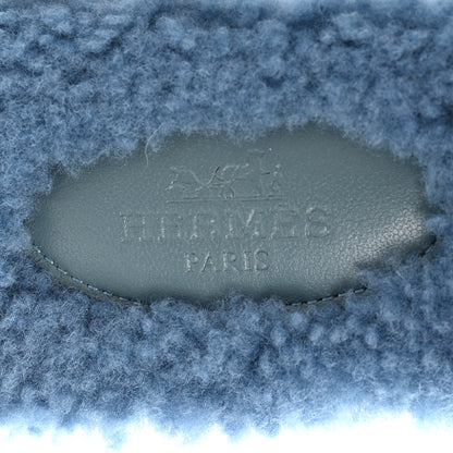 Hermes Woolskin Oran Sandals 37 Bleu 7 of 8