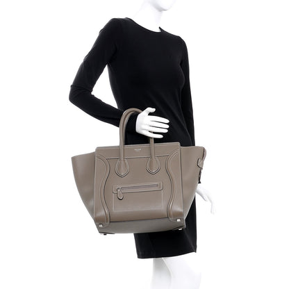Celine Drummed Calfskin Mini Luggage Souris 2 of 7