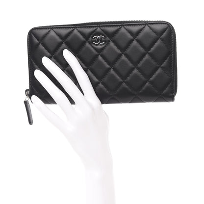 Chanel Lambskin Quilted Large Gusset Zip Around Wallet Black 2 of 9