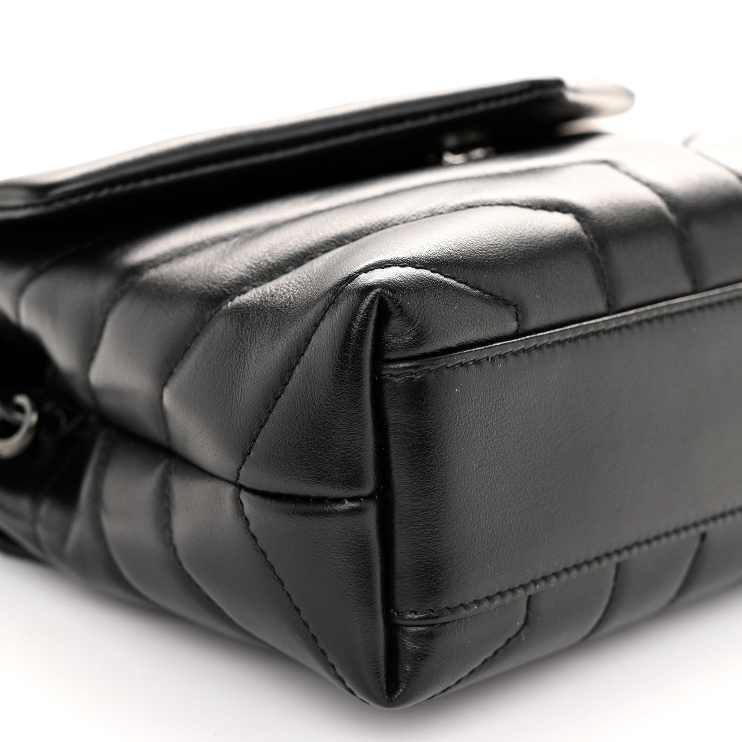 Saint Laurent Calfskin Y Quilted Monogram Monochrome Toy Loulou Crossbody Bag Black 8 of 11