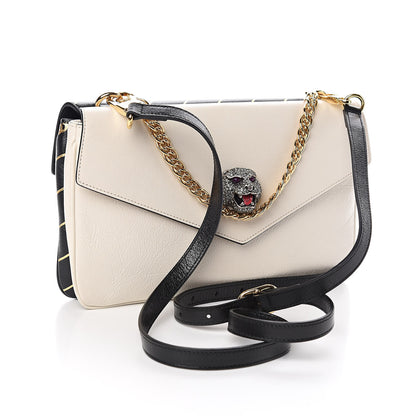 Gucci Calfskin Diagonal GG Medium Thiara Double Envelope Shoulder Bag Black White 4 of 13