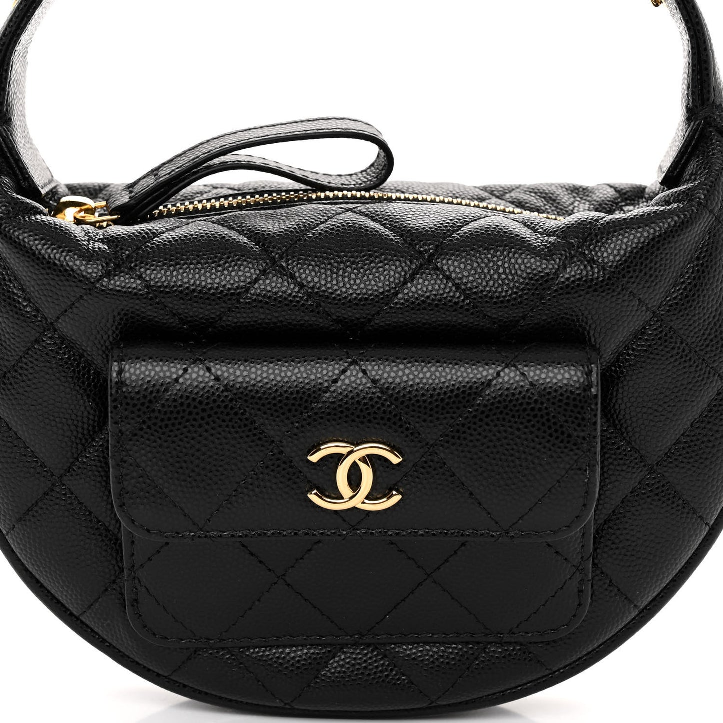 Caviar Quilted Polly Pocket Pouch Hobo Black