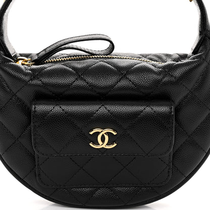 Chanel Caviar Quilted Polly Pocket Pouch Hobo Black 7 of 9