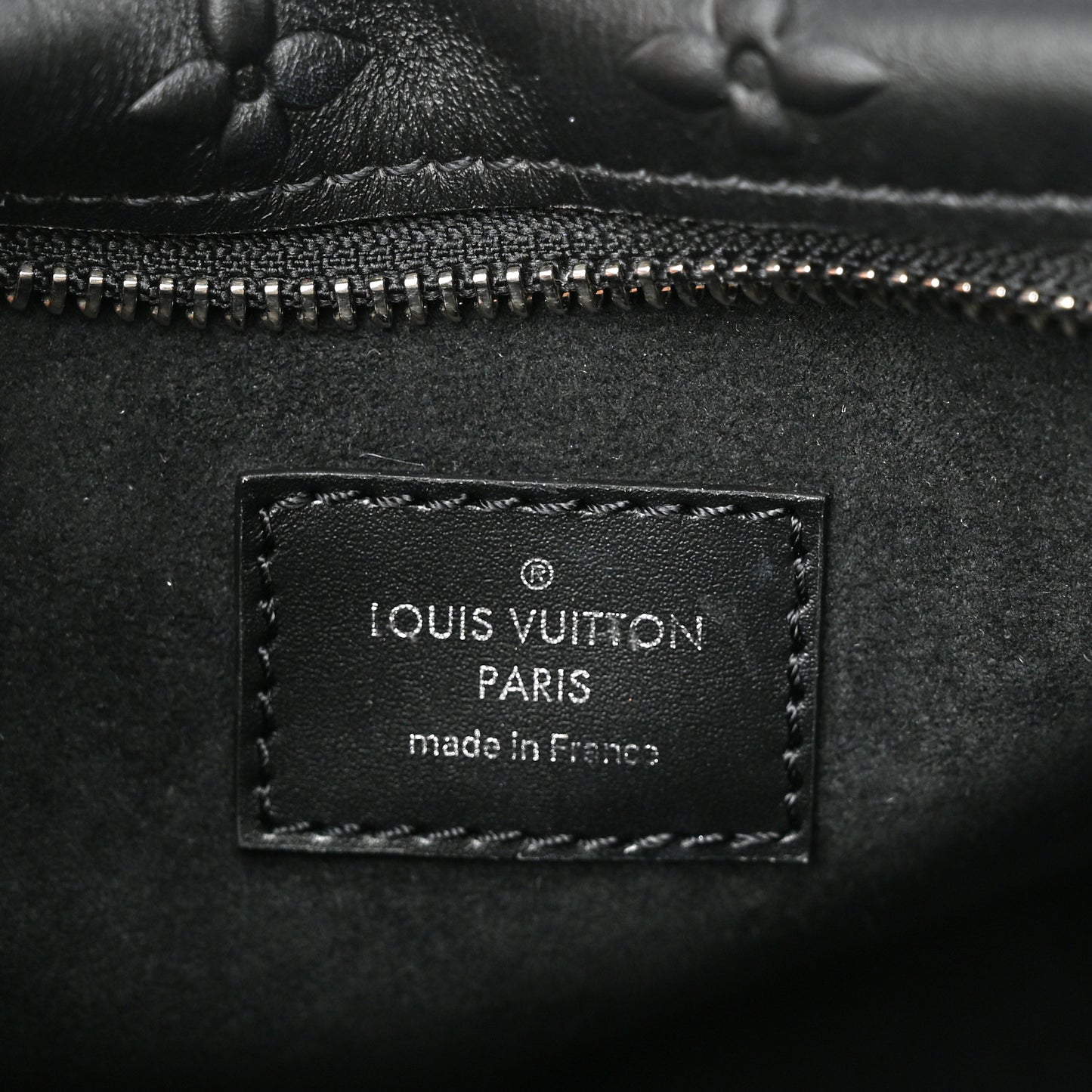 Calfskin Debossed Monogram Side Trunk Black