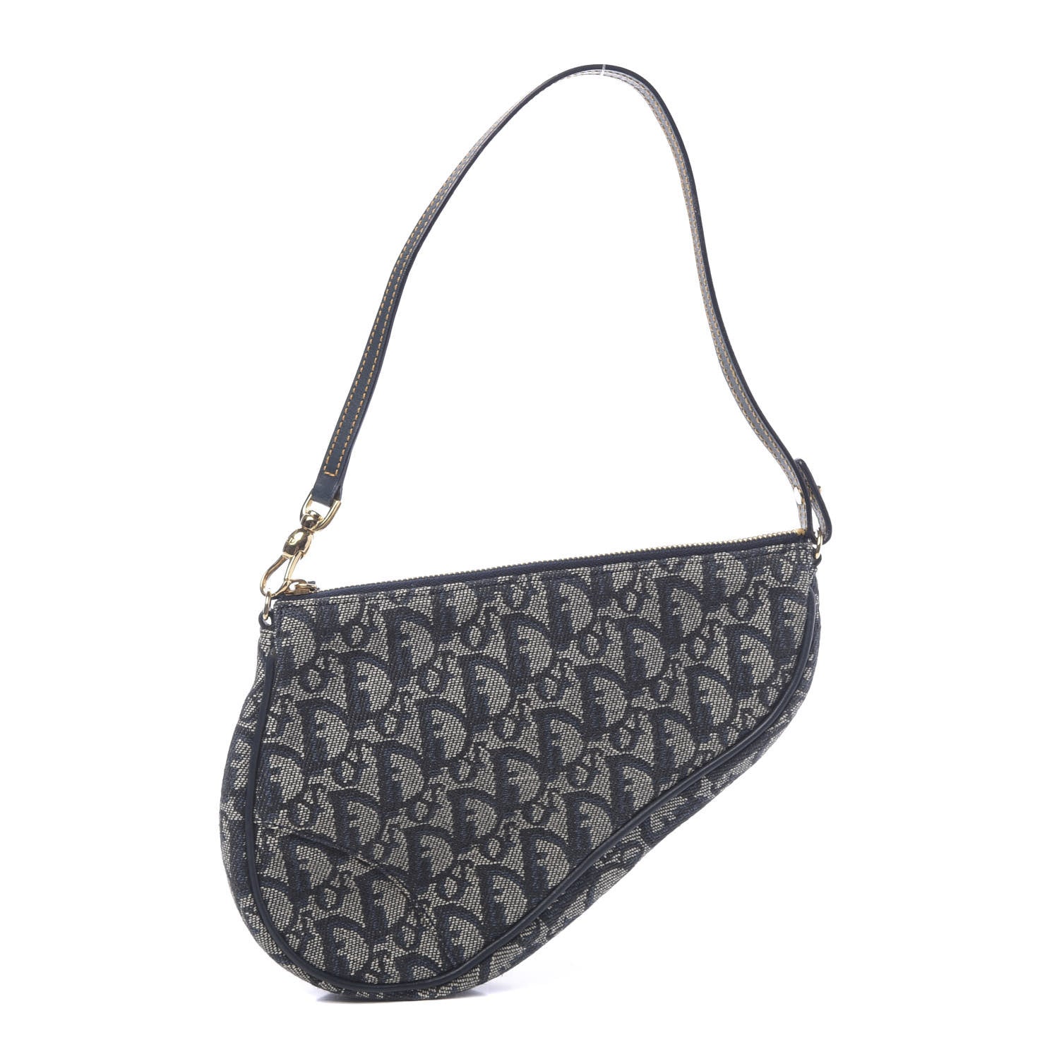 Christian Dior Monogram Mini Saddle Pochette Navy 1 of 9