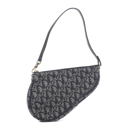 Christian Dior Monogram Mini Saddle Pochette Navy 1 of 9