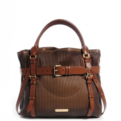Burberry Stitched Leather Bridle Calfskin Tote Dark Tan 1 of 10