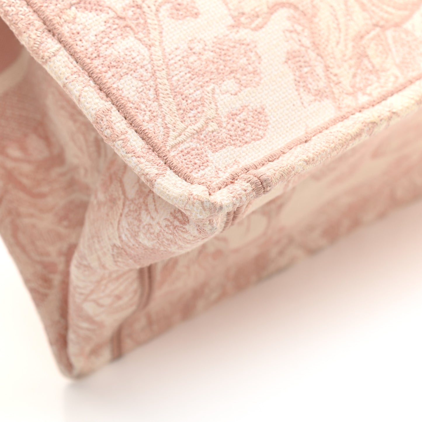 Canvas Toile De Jouy Embroidered Medium Book Tote Pink