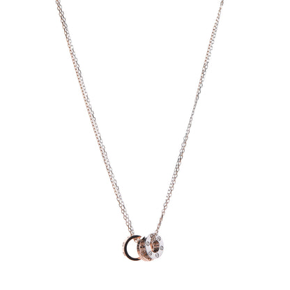 Cartier 18K White Pink Gold Diamond Three Ring LOVE Pendant Necklace 1 of 5