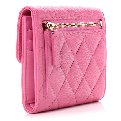 Chanel Caviar Quilted Compact Flap Wallet Pink 3 of 9
