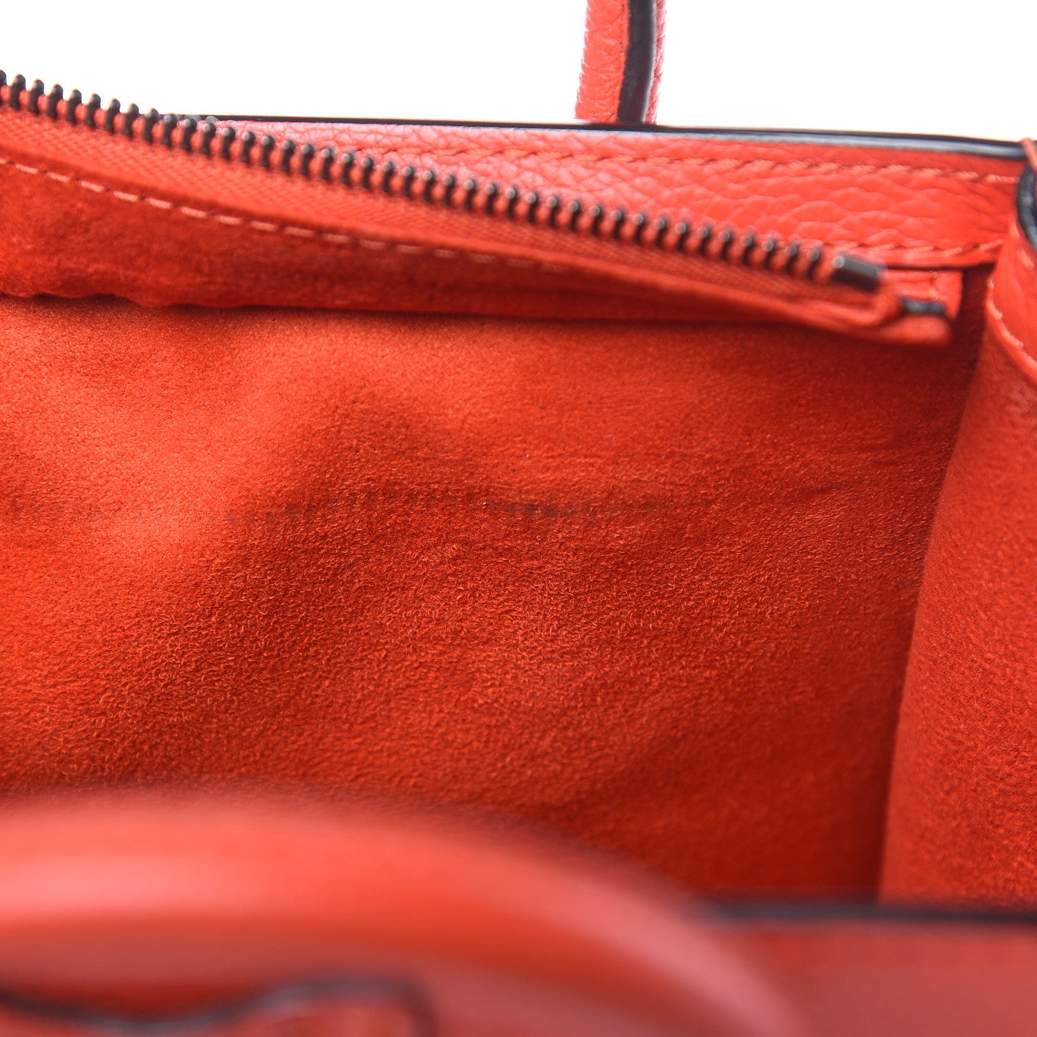 Celine Drummed Calfskin Nano Luggage Vermillion 13 of 13