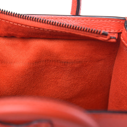 Celine Drummed Calfskin Nano Luggage Vermillion 13 of 13