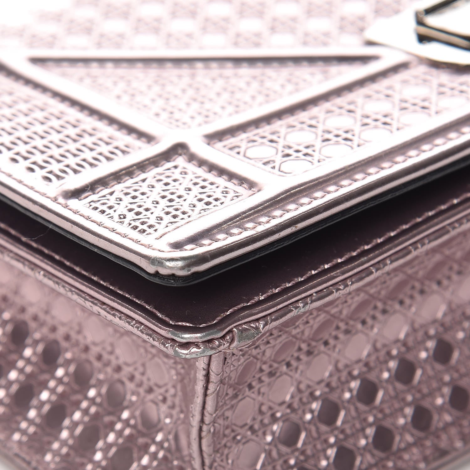 Christian Dior Metallic Patent Micro-Cannage Mini Diorama Flap Bag Hyper Pink 11 of 14