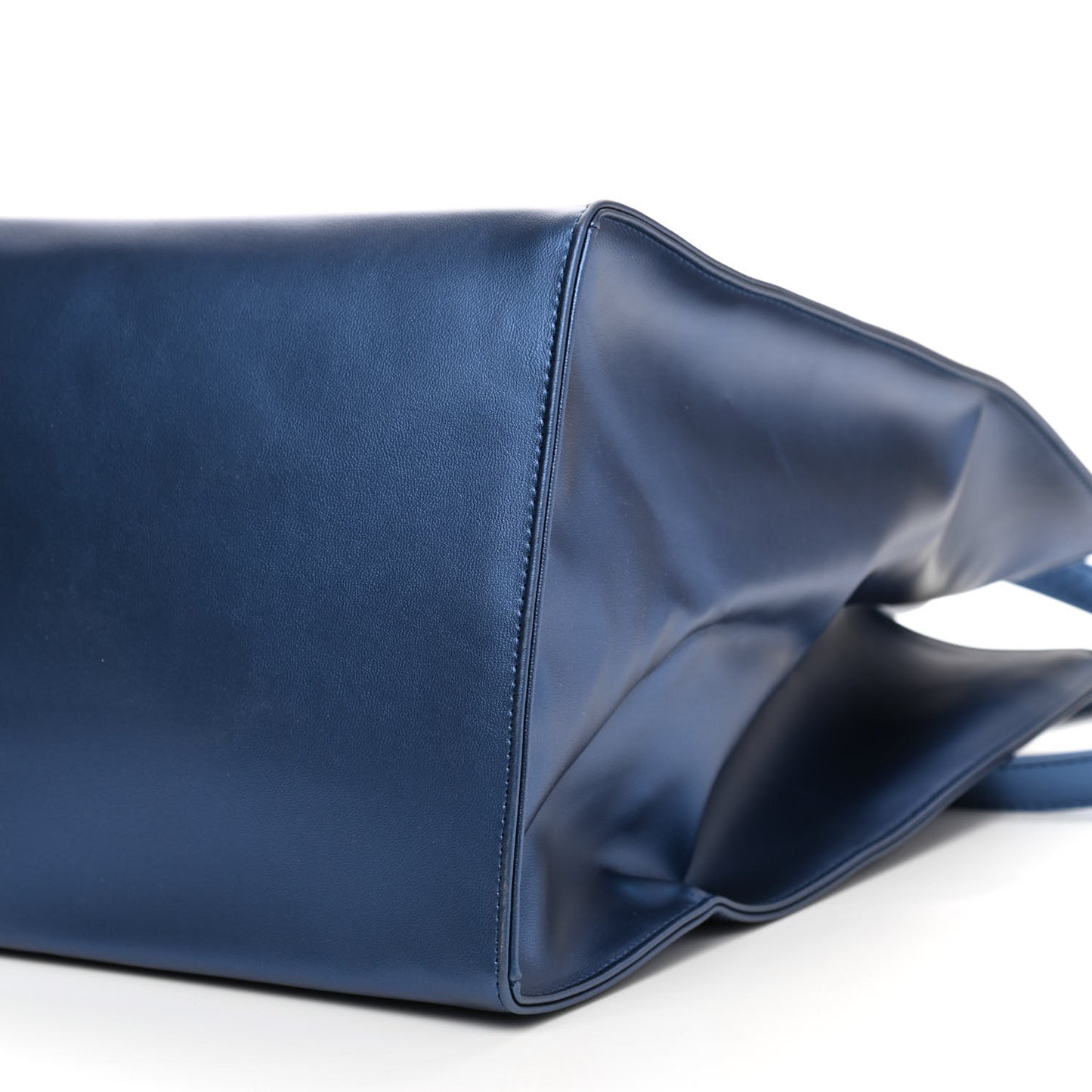 Metallic Vegan Leather Large Shopping Bag Cobalt