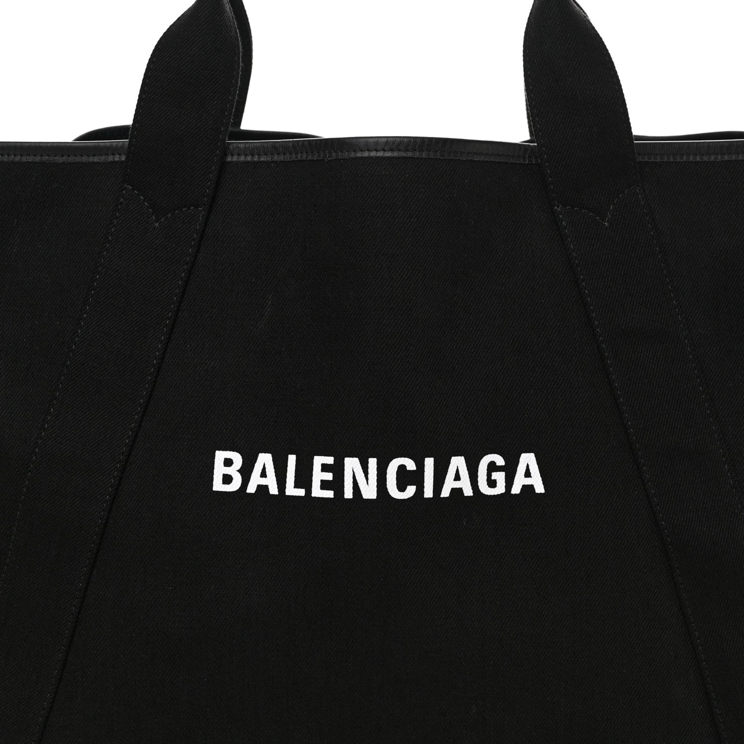 Balenciaga Cotton Canvas Calfskin M Navy Cabas Black White 8 of 16