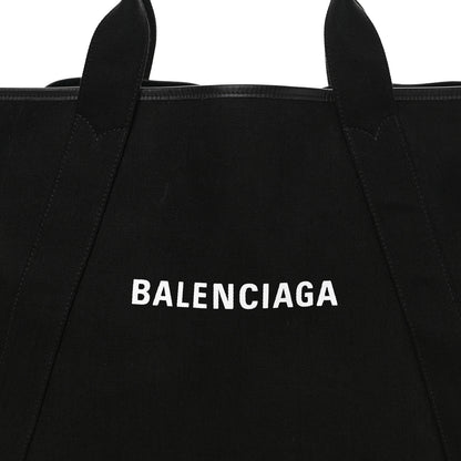 Balenciaga Cotton Canvas Calfskin M Navy Cabas Black White 8 of 16