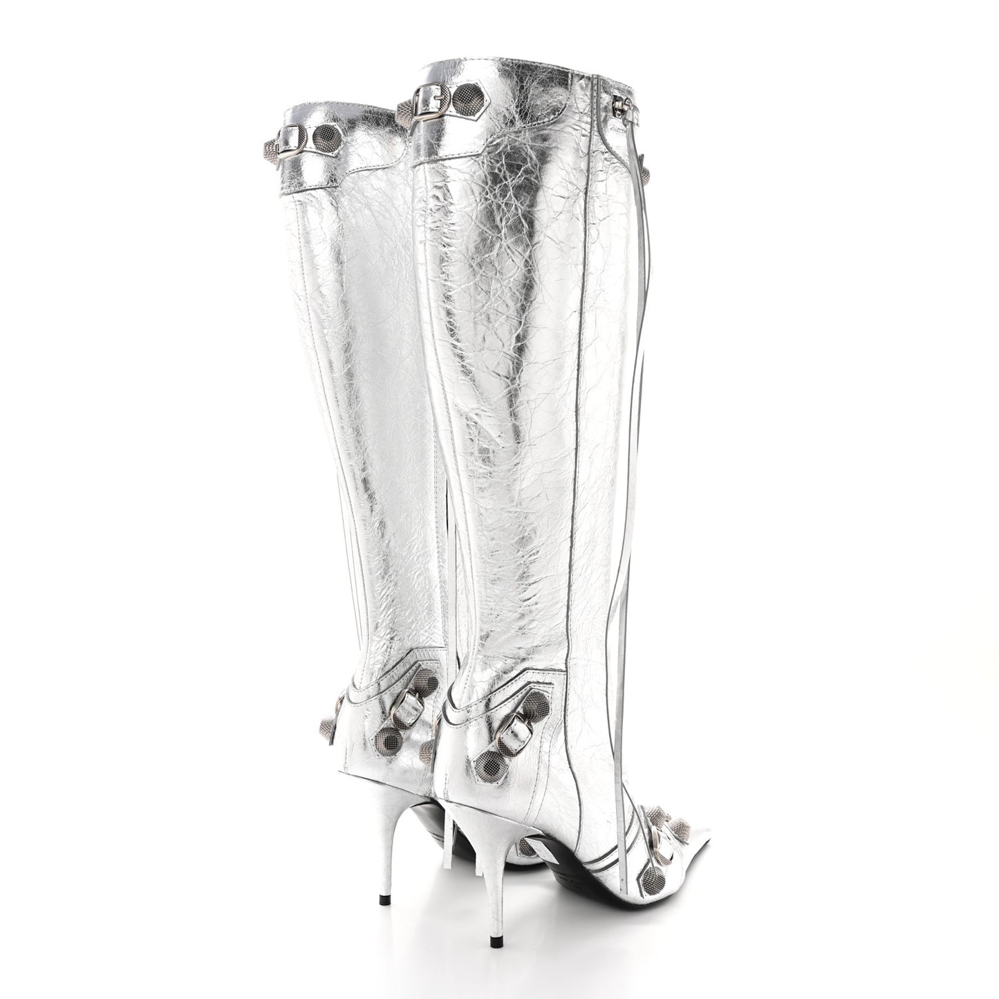 Metallic Agneau Arena Cagole 90mm Boots 37 Silver