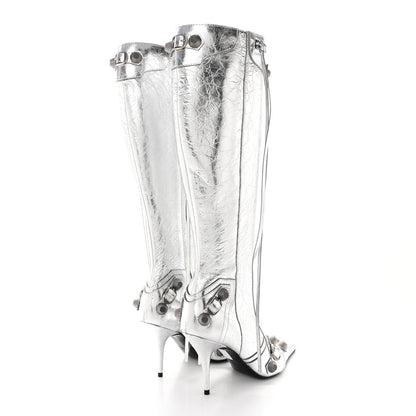 Balenciaga Metallic Agneau Arena Cagole 90mm Boots 37 Silver 4 of 12