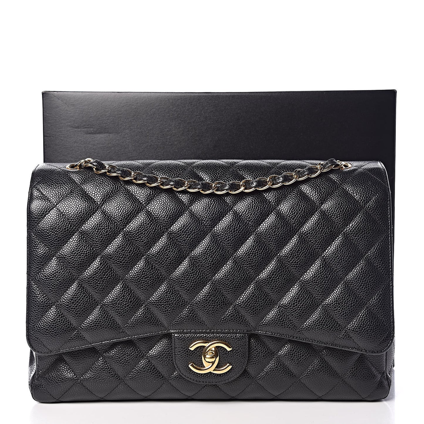 Caviar Quilted Maxi Double Flap Black