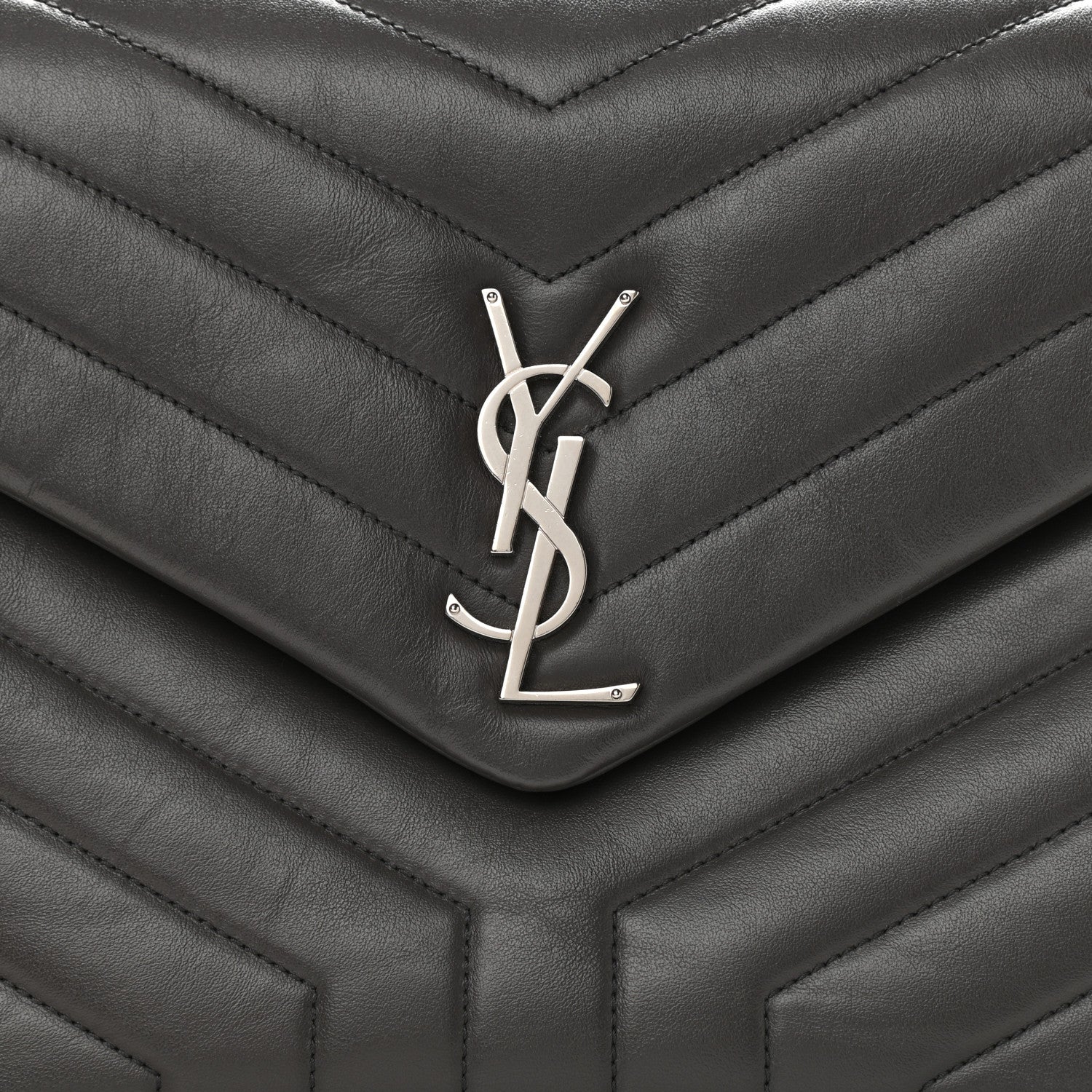 Saint Laurent Calfskin Y Quilted Monogram Medium Loulou Chain Satchel Asphalt 8 of 10