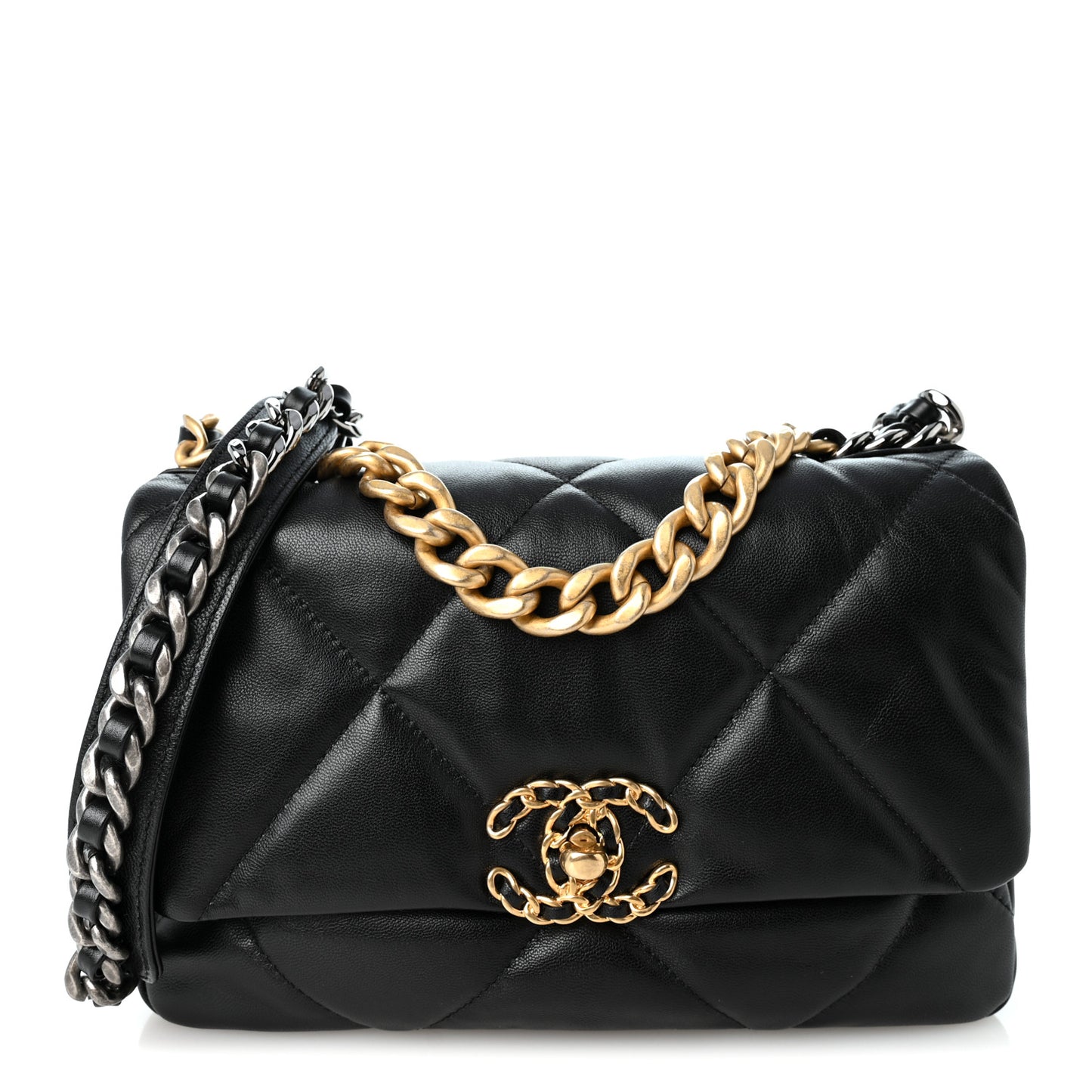 Lambskin Quilted Medium Chanel 19 Flap Black