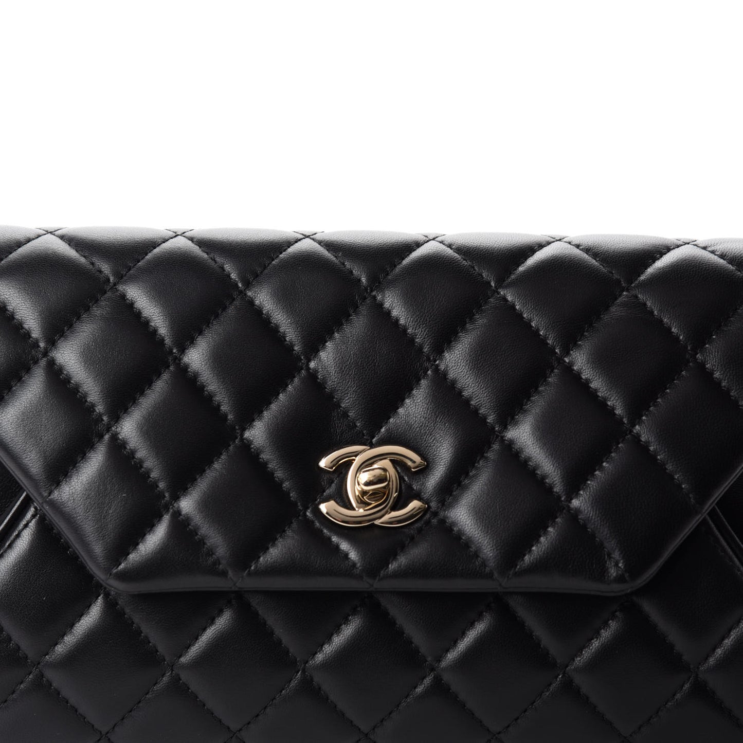 Lambskin Quilted Fold Up Again Clutch Black